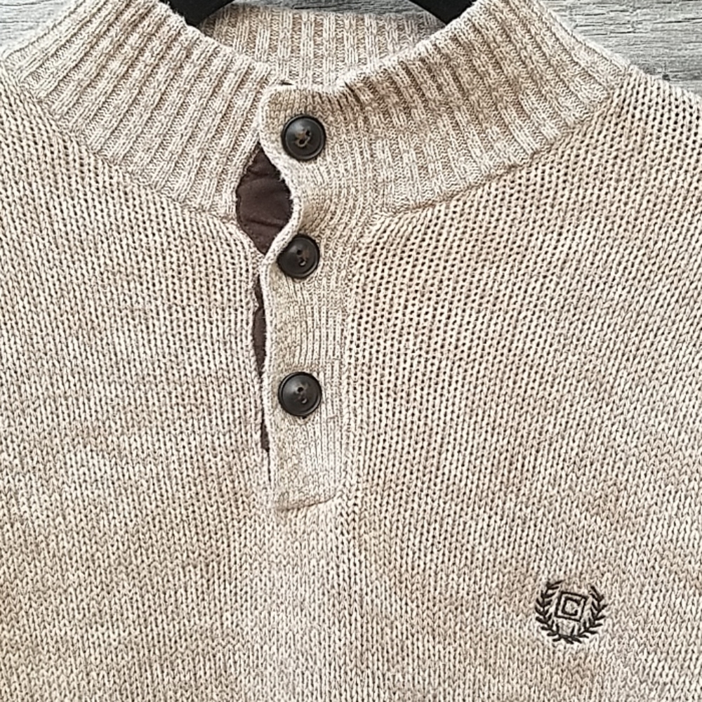 SOLD EBAYChaps Sweater Tan Men Small Elbow Patches - Picture 4 of 7